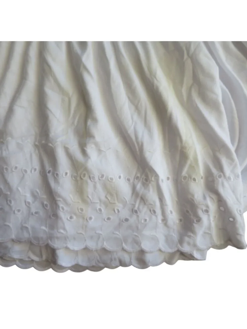 White Twin Bed Skirt Eyelet Embroidery Scalloped Hem14